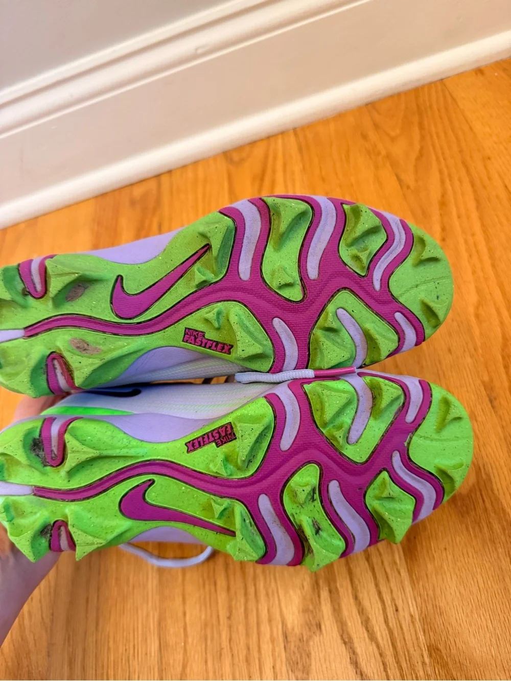 Nike Football Cleats Purple with Green Accents